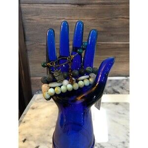 Pomina & Others Semi Precious Bracelet Set (4) Green & Brown Bead Owl Charm Boho